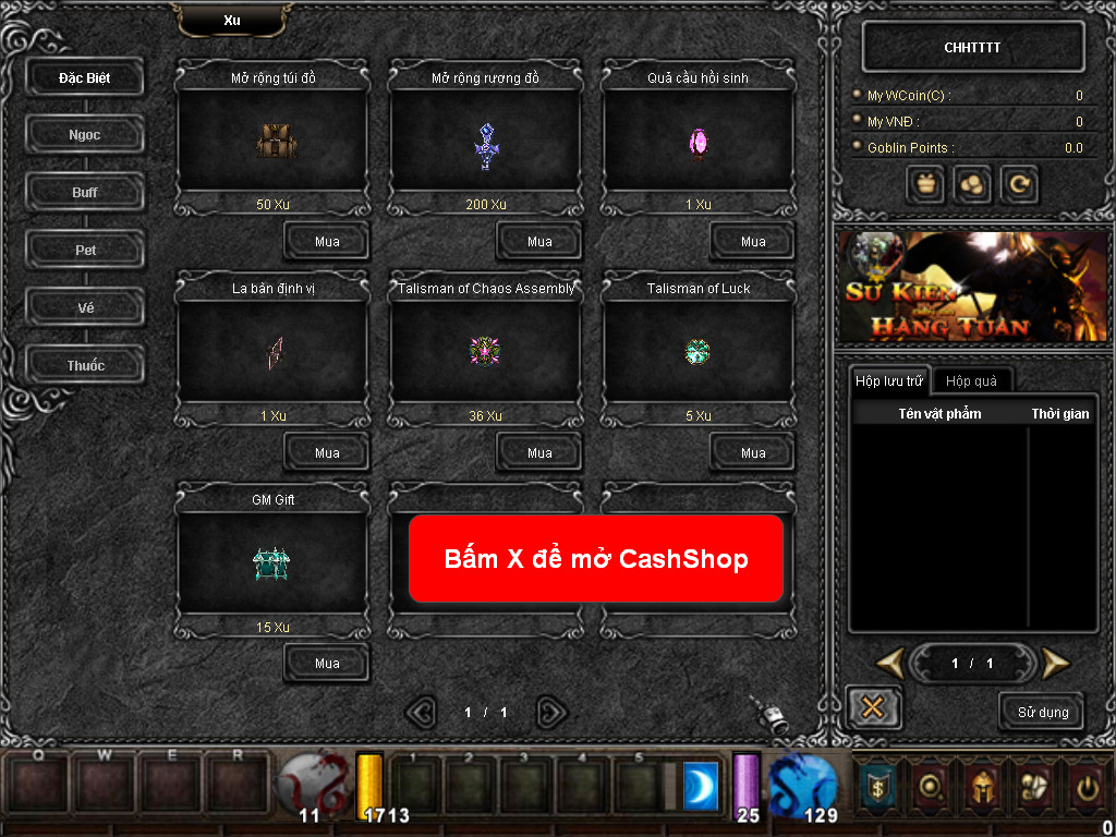 Chức năng chính của Game MU Phục Sinh
